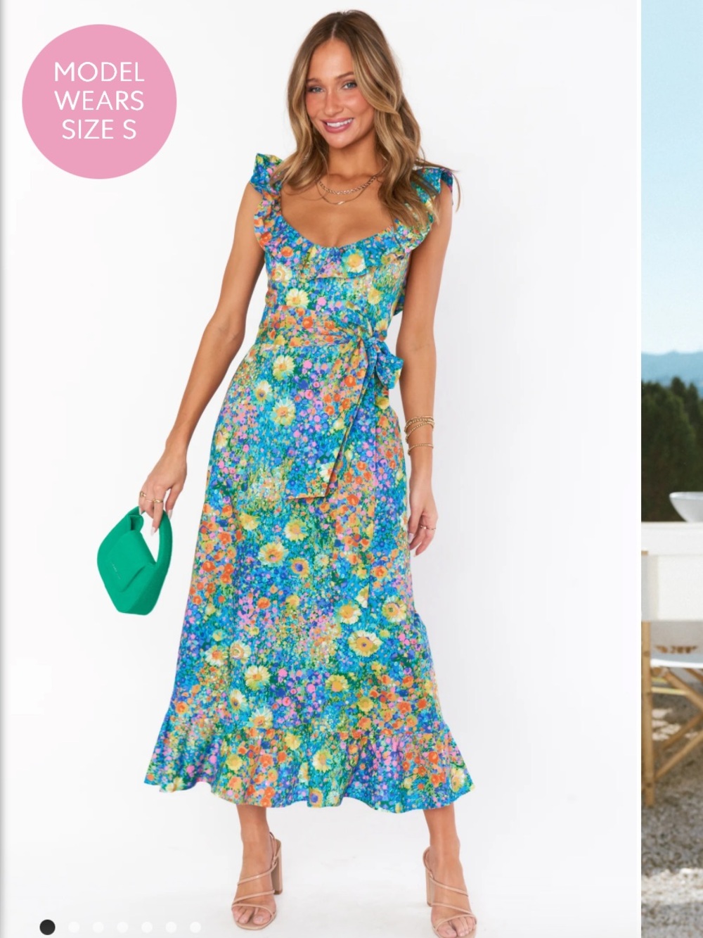 Alexis Blue & Green Floral Midi Dress